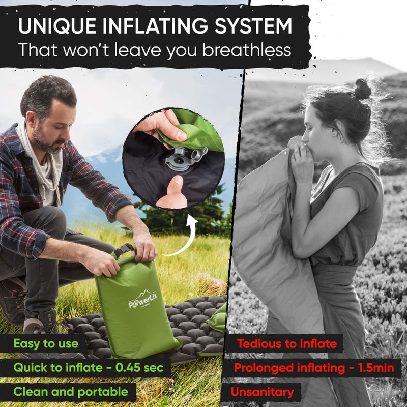 POWERLIX Ultralight Inflatable Camping Sleeping Pad - Camping Mattress Sleeping Mat for Backpacking, Hiking, Compact Lightweight Sleeping Pad for Camping, Inflation Bag/Repair Kit Included - Image 5